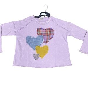 Mittoshop Lavender Heart Patch Long Sleeve Sweater